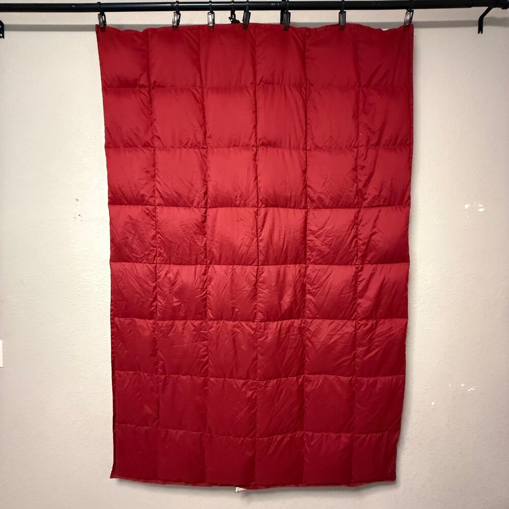 Woolrich Home red down throw blanket - quilted packable burgundy maroon 70 x 47